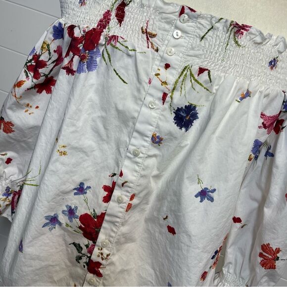 Zara White Floral Off-Shoulder Top Size Small - Picture 6 of 12